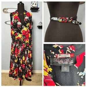 Trashy Diva Forget Me Not Floral Streetcar Dress with Bow and Belt Sz 16